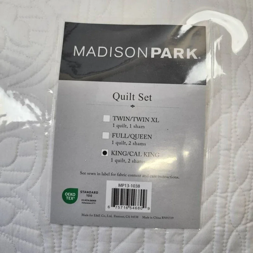 Madison Park Reversible Scalloped Edge Quilt Set King/California King White 3-Pc